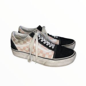 vans platform pink checkerboard
